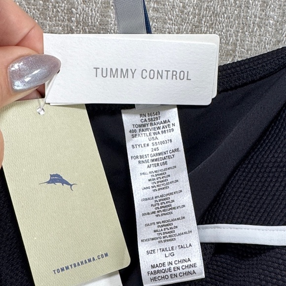 Tommy Bahama Island Cays Cabana Ruffle Tankini Top Black Large NWT UPF 50 - Picture 8 of 11